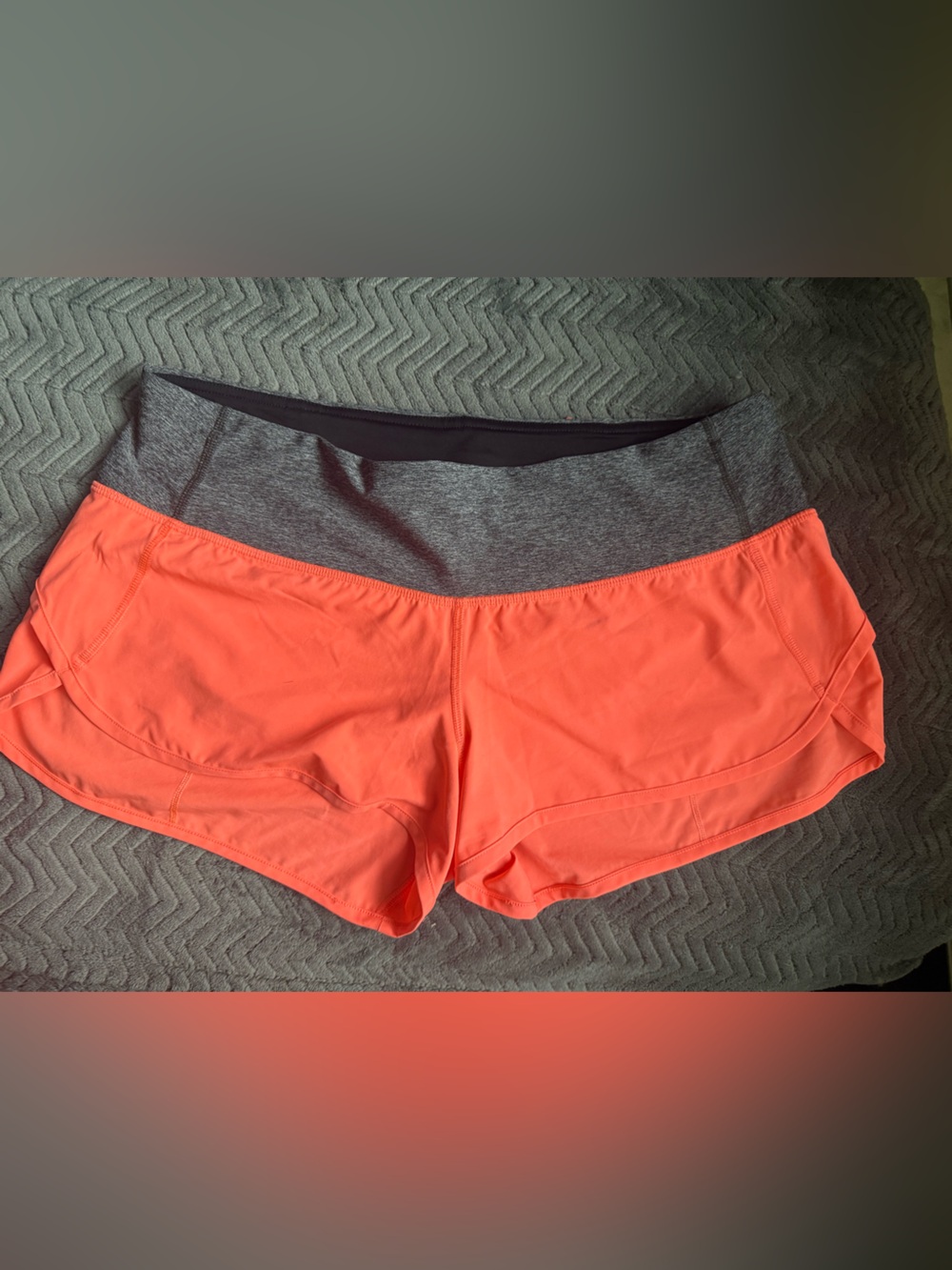 lululemon athletica Woman’s Coral Athletic Shorts with Gray Waistband